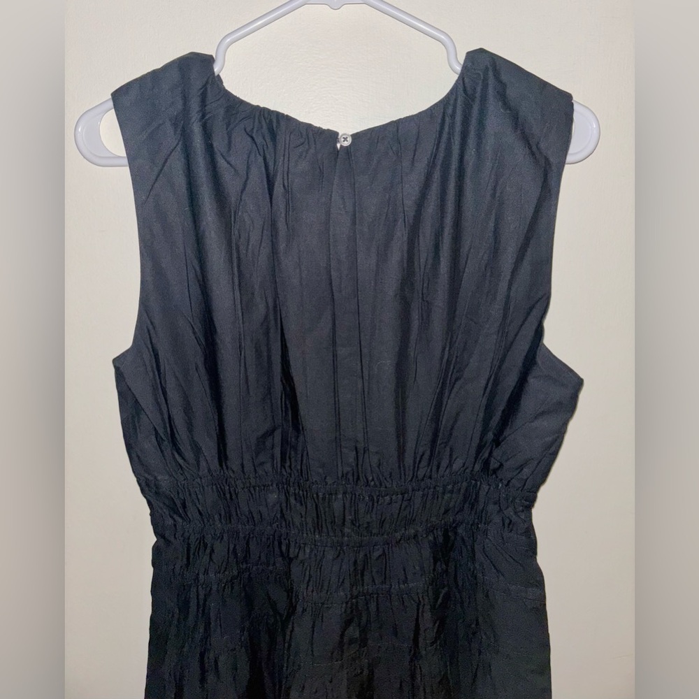 NWT J.Crew Hyacinth midi dress in cotton poplin Black Medium Smocked Preppy - Picture 8 of 13